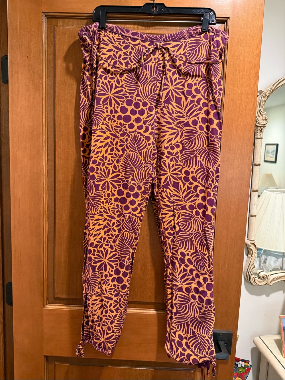Sundance Purple & Orange Floral Tie-Waist Joggers